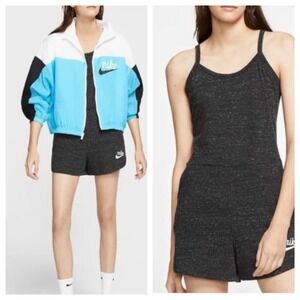 NWT Nike Romper Vintage Gym Heathered Gray Soft Jersey  Pockets Women’s Medium